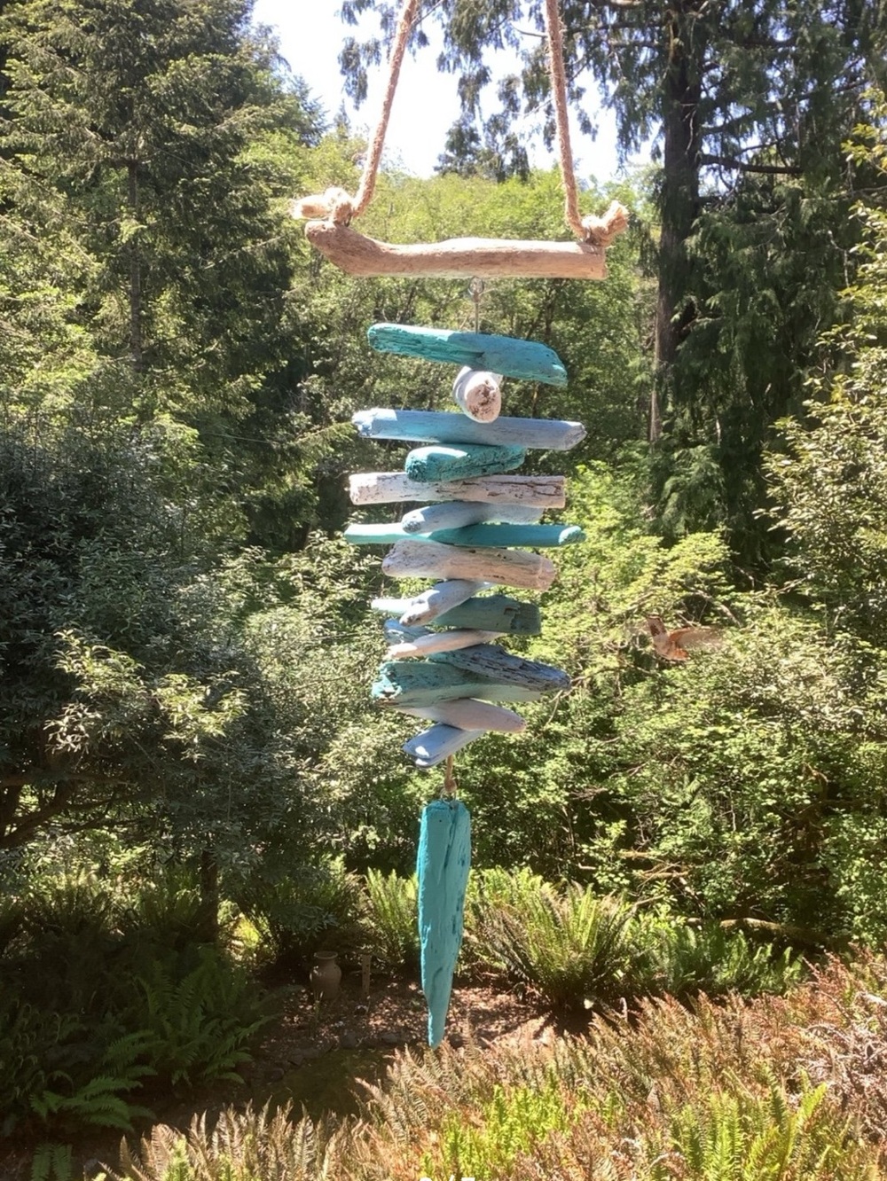 Driftwood Art, Painted Driftwood Mobile, Driftwood Coastal Decor